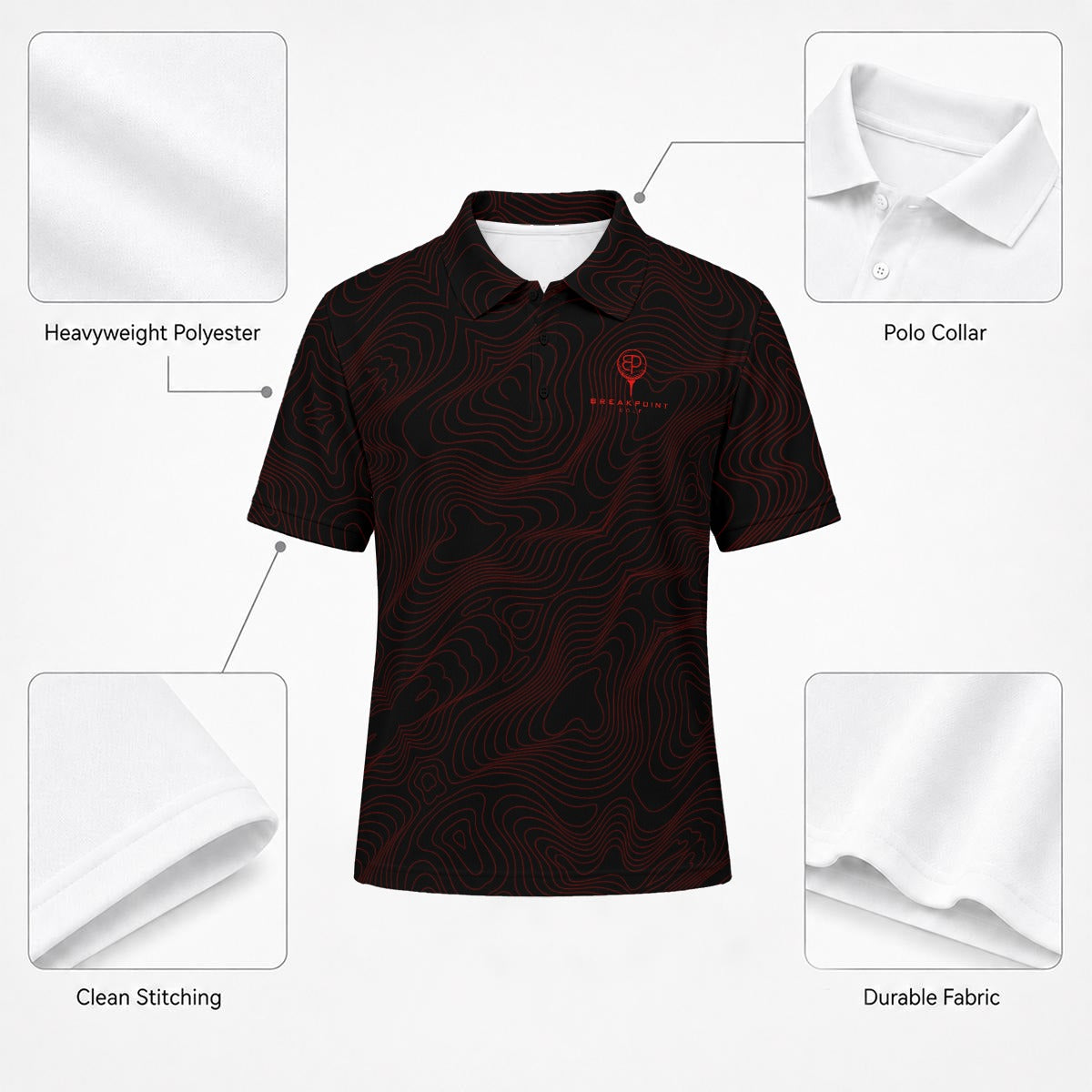 BREAKPOINT Golf Black and Red Tradition Performance Polo — Home