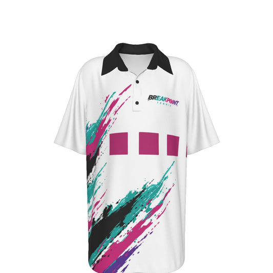 BREAKPOINT Youth Deuce '92 retro tennis polo for kids, 1990s jazz cup splatter print