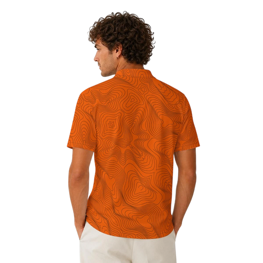 BREAKPOINT Rewind Cabana '94 golf polo, back view showing all-over print