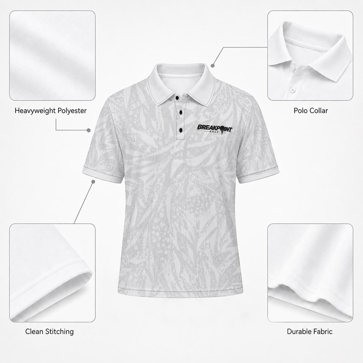 BREAKPOINT Rewind heavyweight retro polo in a 90s all-over print, three-button collar