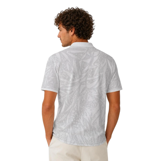 BREAKPOINT Rewind heavyweight retro polo in a 90s all-over print, three-button collar