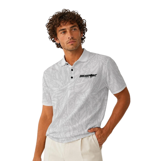 BREAKPOINT Rewind heavyweight retro polo in a 90s all-over print, three-button collar