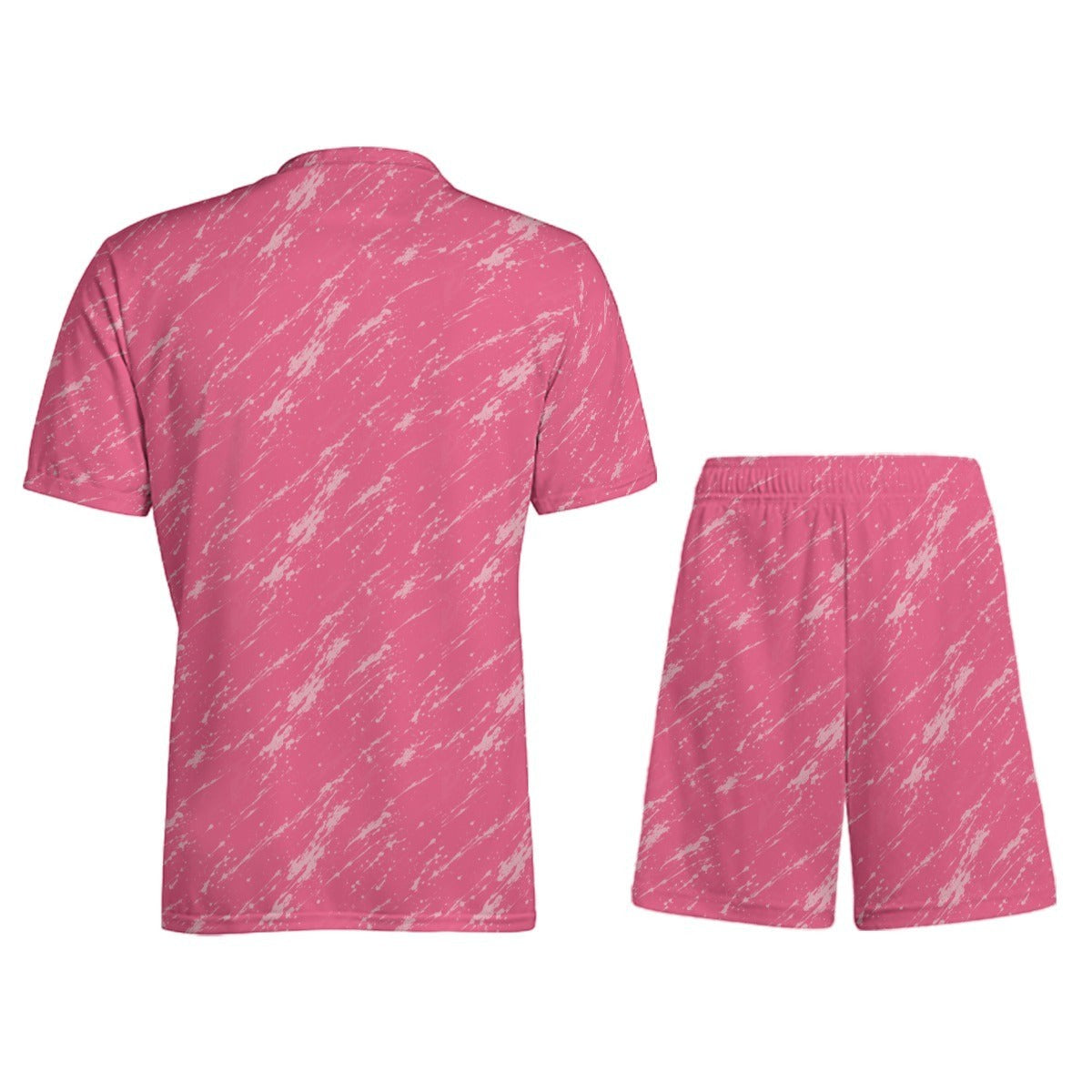 Kids' all-over-print match set, back view of tee and shorts