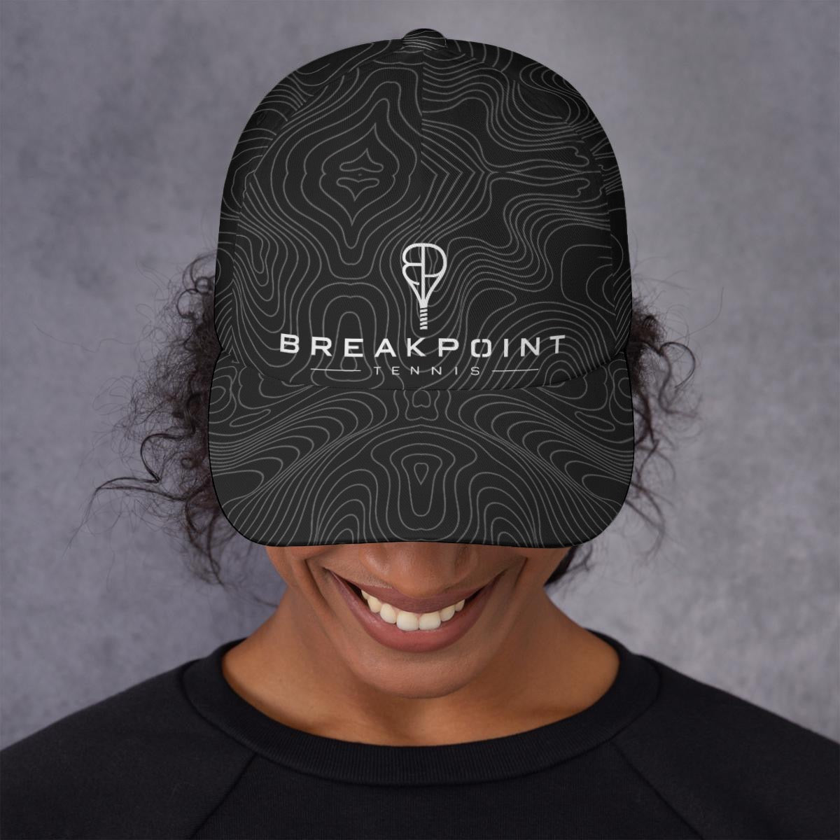 BREAKPOINT Sportswear all-over print performance cap, back view with adjustable buckle closure