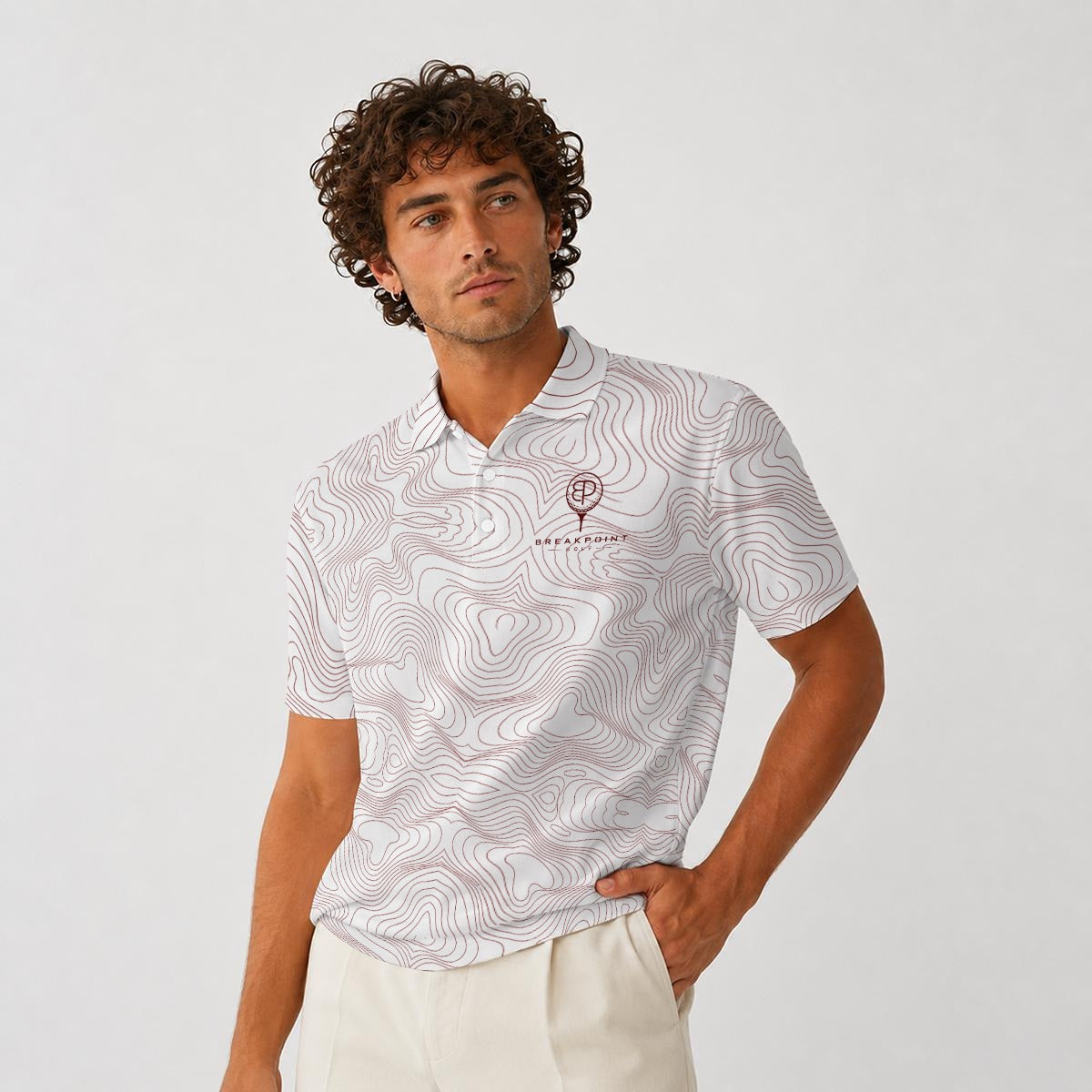 BREAKPOINT Golf White and Maroon Tradition Performance Polo — Away