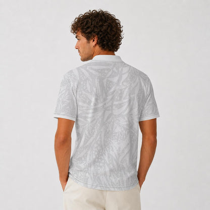 BREAKPOINT Rewind heavyweight retro polo in a 90s all-over print, three-button collar