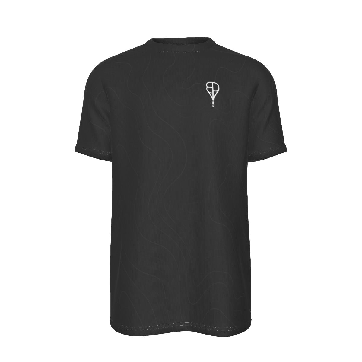 BREAKPOINT Black Contour Wave Tennis Tee — all-over print performance tee in black