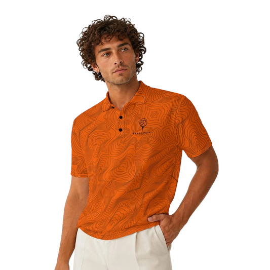BREAKPOINT Rewind Cabana '94 golf polo, front view on model