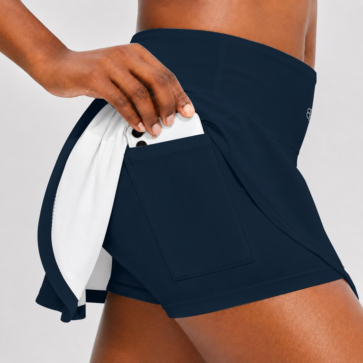 BREAKPOINT Sportswear women's all-over print pleated tennis skort, detail of the built-in shorts