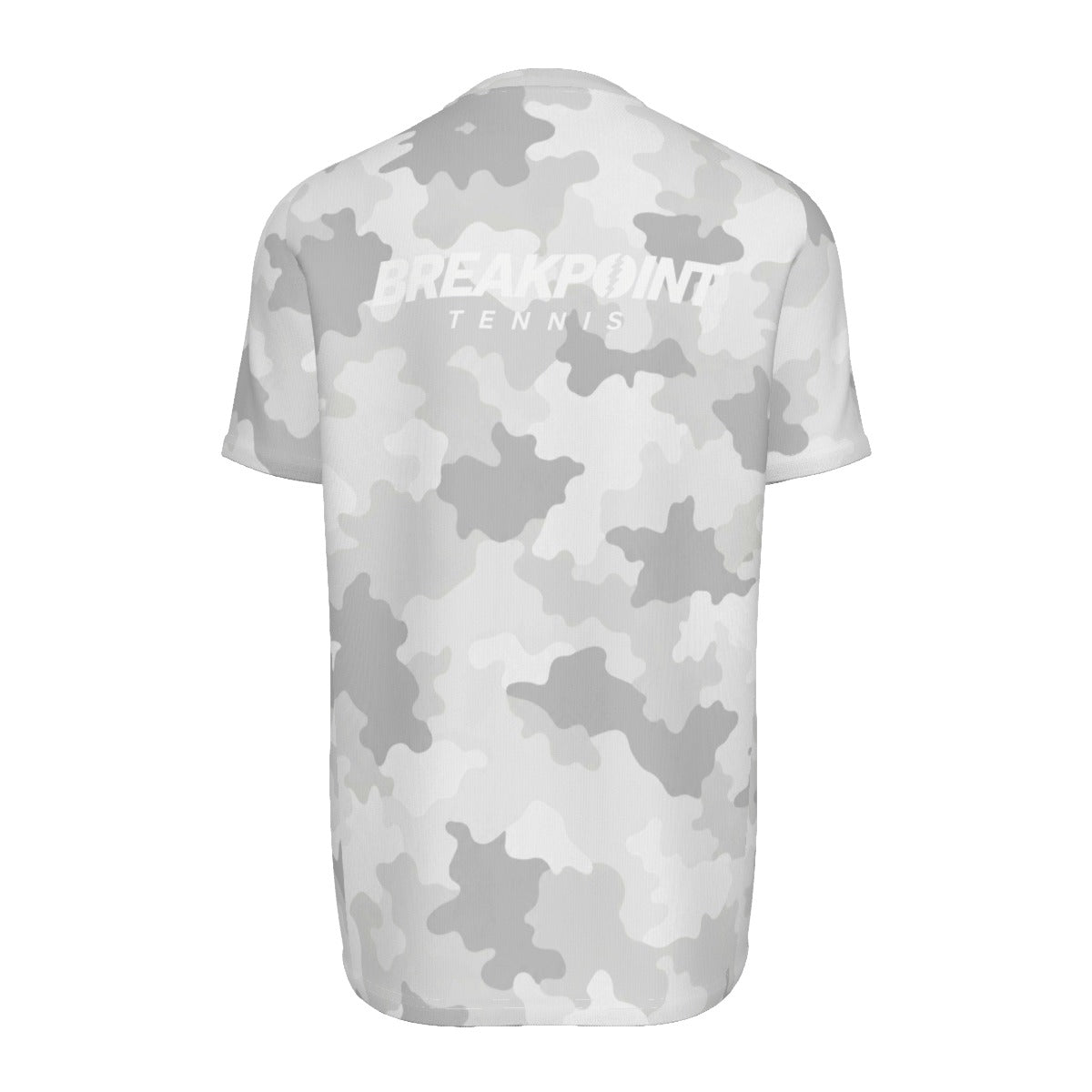 BREAKPOINT White Stealth Camo Tennis Tee — all-over print performance tee in white camo