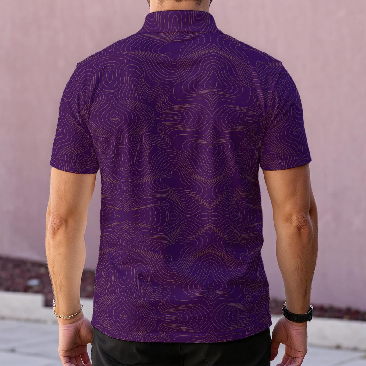 BREAKPOINT Golf Tradition Performance Polo in white — back view showing stretch microfiber fabric