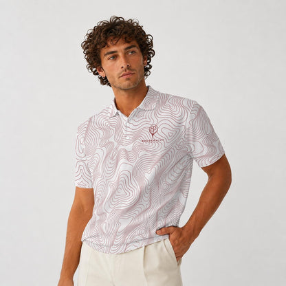 BREAKPOINT Golf White and Crimson Tradition Performance Polo — Away