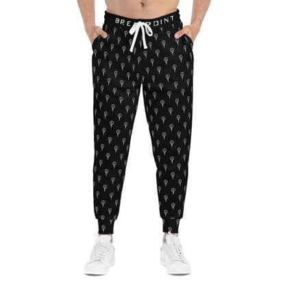 Black All-Over Print Athletic Joggers —BREAKPOINT BP Racquet Pattern