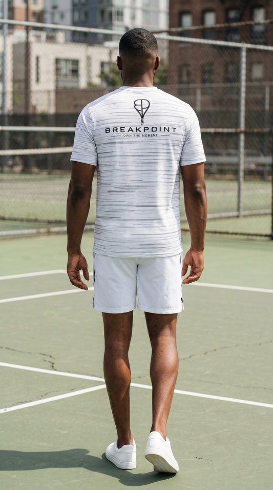 BREAKPOINT Spectrum Static White Performance Tee — alternate view of white performance shirt with Spectrum Static pattern