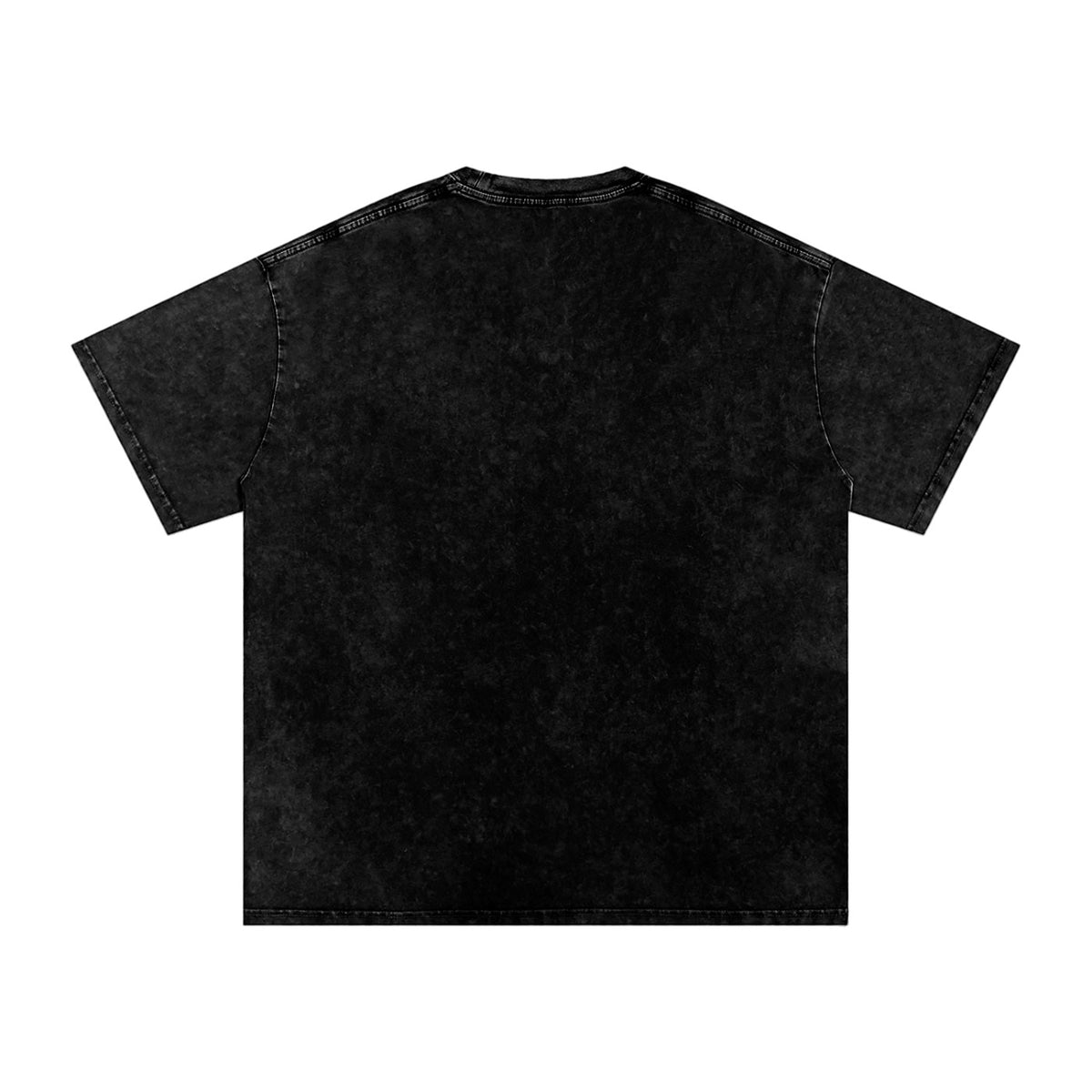 Back view of a black BREAKPOINT Sportswear unisex cotton t-shirt with a vintage snow wash finish and drop shoulders.