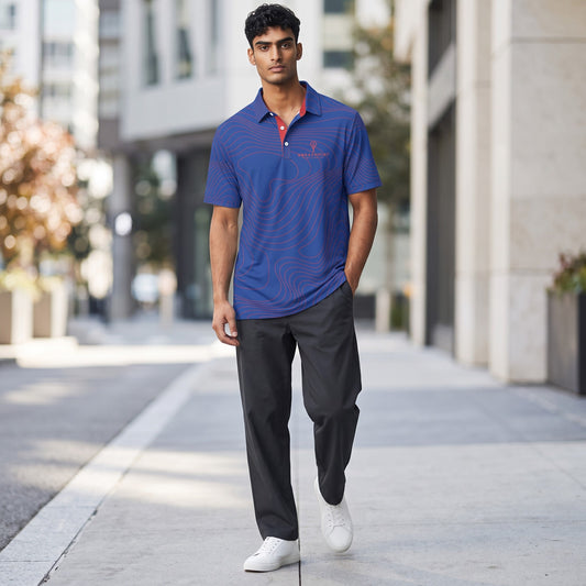 BREAKPOINT Blue and Red Tradition Tennis Performance Polo — Home