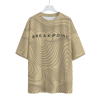 BREAKPOINT Sportswear gold and black drop-shoulder tee with topographic line pattern and central brand logo