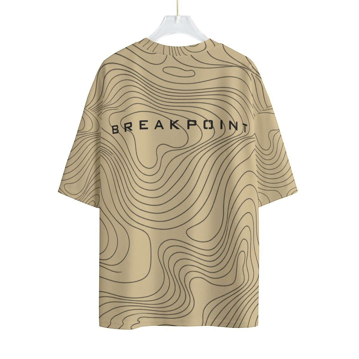 BREAKPOINT Sportswear gold and black drop shoulder tee with topographic line print and back logo