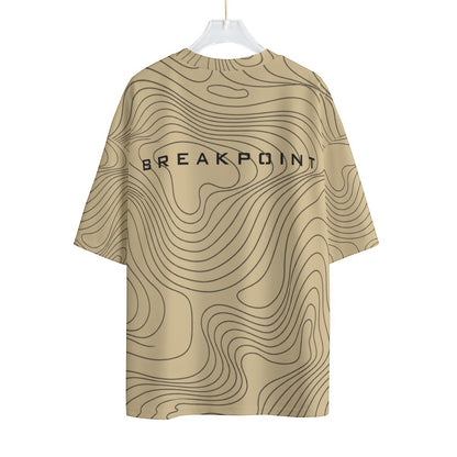 BREAKPOINT Sportswear gold and black drop shoulder tee with topographic line print and back logo