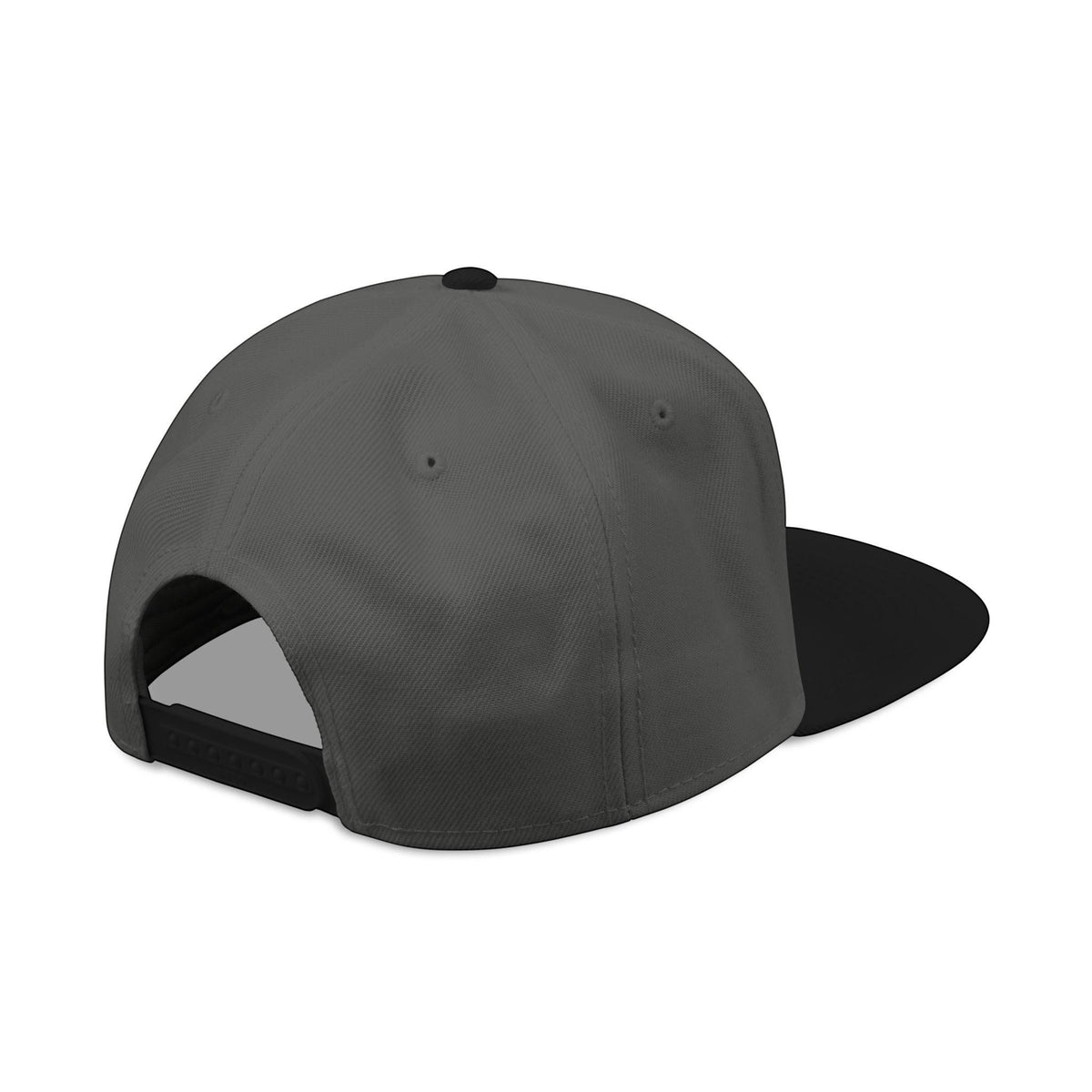 A man wearing a grey BREAKPOINT Sportswear high-profile snapback cap with a flat visor and white logo embroidery.