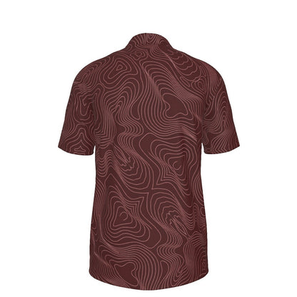 Back view of BREAKPOINT Sportswear maroon performance golf polo with white topographic line pattern.
