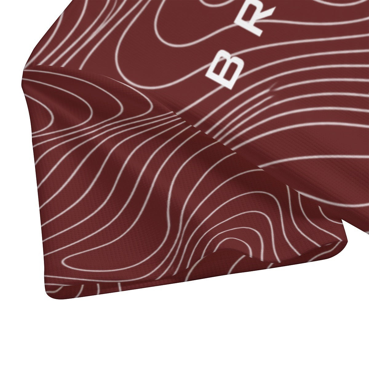 BREAKPOINT Sportswear maroon and white drop-shoulder tee with topographic line pattern and branded graphic detail.
