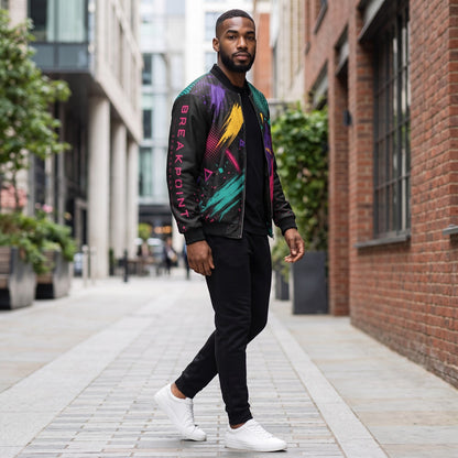 BREAKPOINT Sportswear men's windbreaker jacket with vibrant abstract print, sleeve pocket, and full-zip athletic fit.