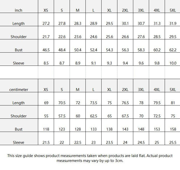 BREAKPOINT Sportswear size guide table showing measurements in inches and centimeters for unisex apparel sizes XS-5XL