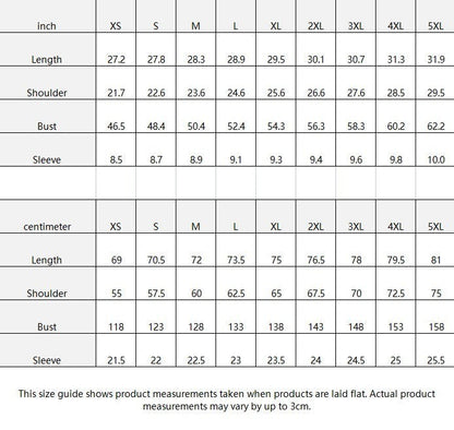 BREAKPOINT Sportswear size guide table showing measurements in inches and centimeters for unisex apparel sizes XS-5XL