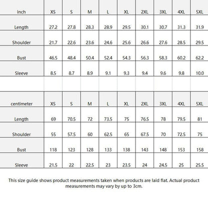 BREAKPOINT Sportswear size guide table showing garment measurements in inches and centimeters for sizes XS to 5XL
