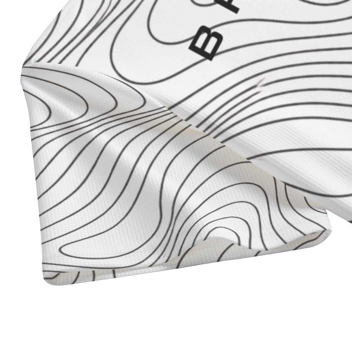 BREAKPOINT Sportswear white drop shoulder tee with black topographic line pattern on soft breathable knit fabric