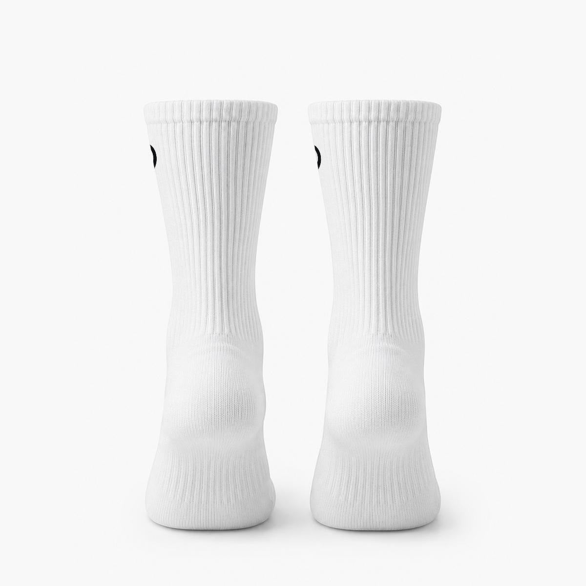 BREAKPOINT Sportswear white cotton crew socks with embroidered detailing, shown from the back view.