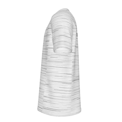 BREAKPOINT Sportswear Spectrum Static white performance tee with grey horizontal lines, side view of athletic shirt.